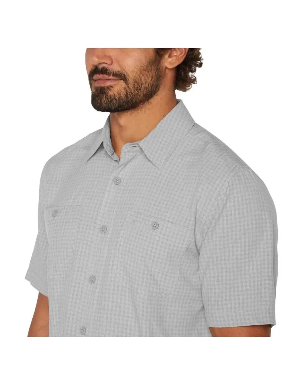 NWOT Orvis Men's L Gray  Short-Sleeve Button-Down Shirt Outdoor J2035